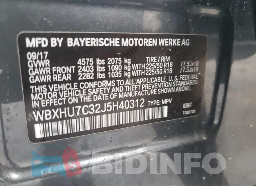 WBXHU7C32J5H40312 Photo# 13