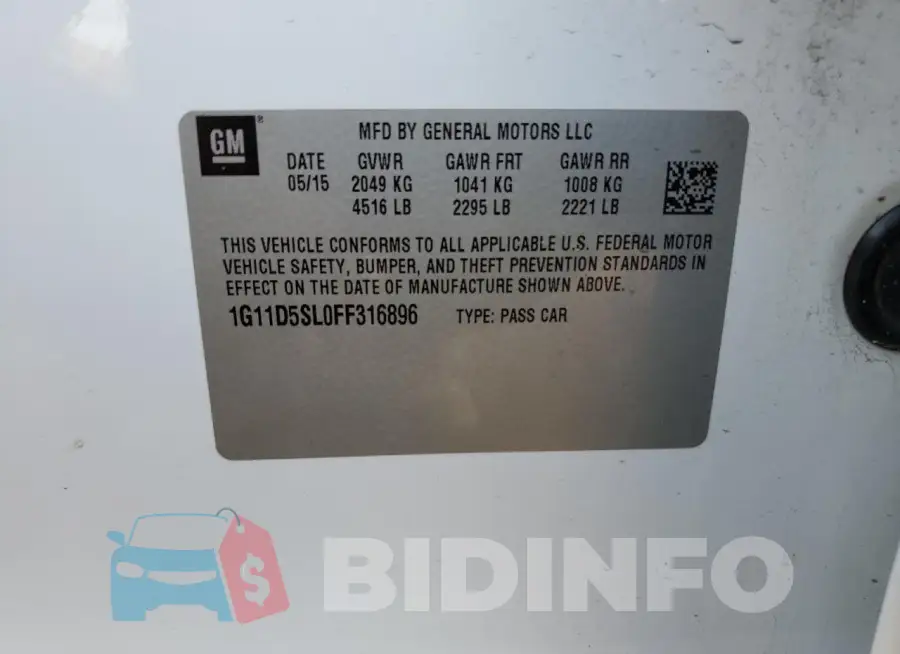 1G11D5SL0FF316896 Photo# 12