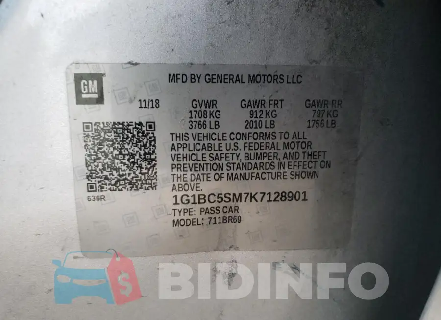 1G1BC5SM7K7128901 Photo# 12