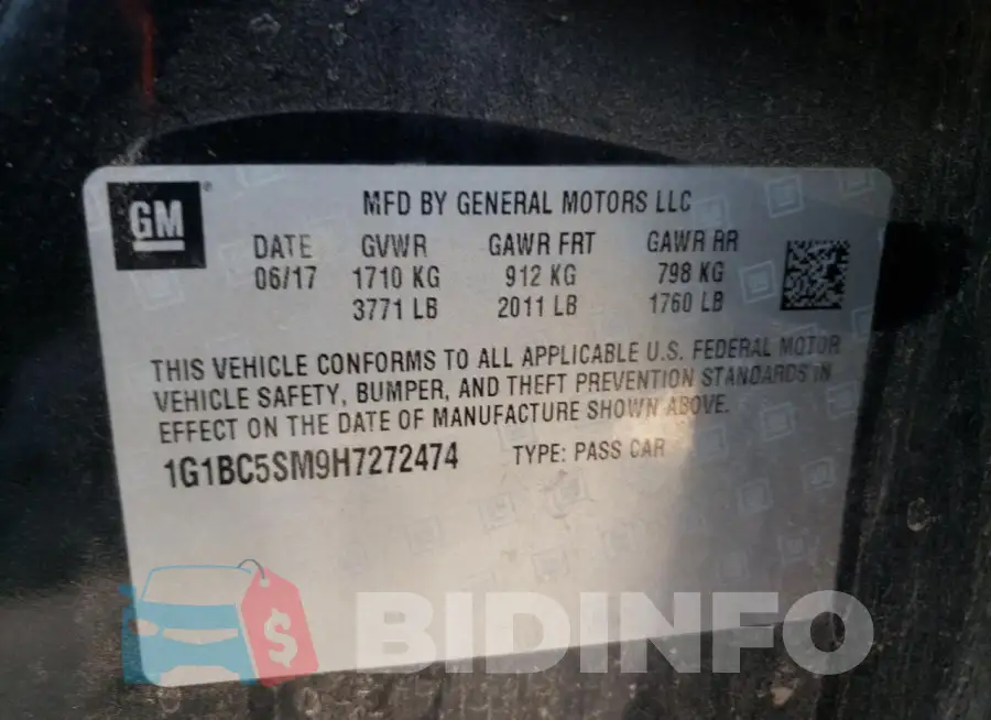 1G1BC5SM9H7272474 Photo# 12