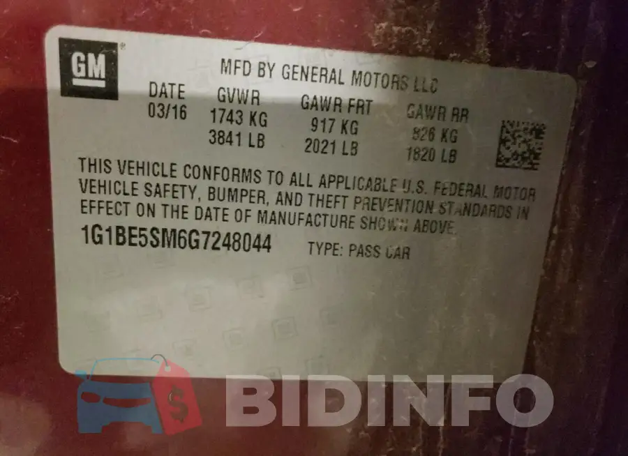 1G1BE5SM6G7248044 Photo# 12