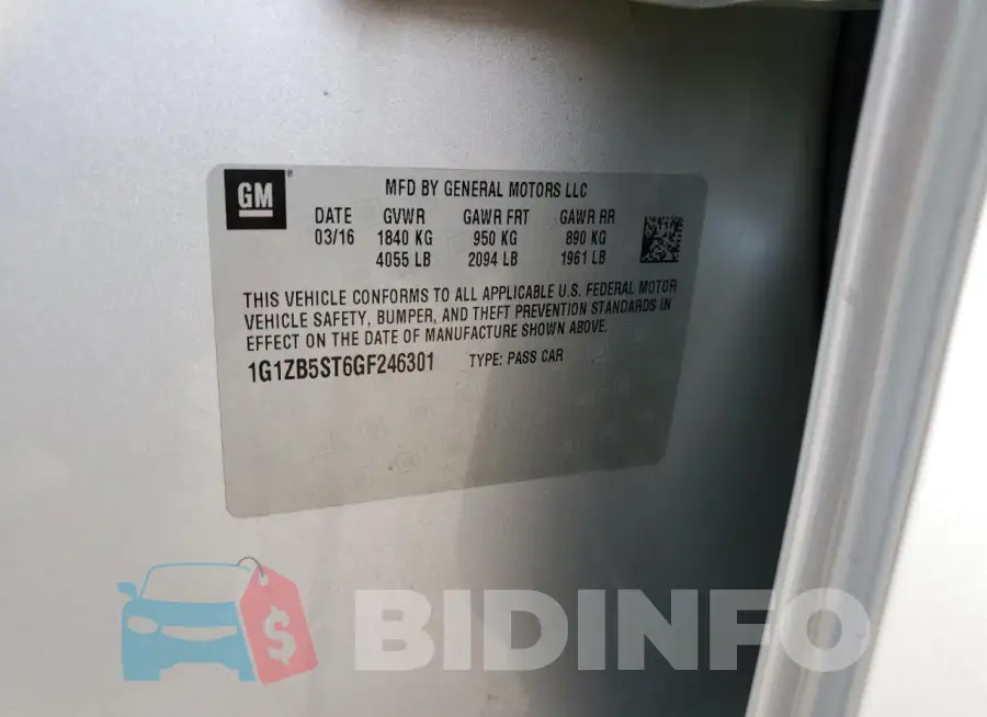1G1ZB5ST6GF246301 Photo# 12