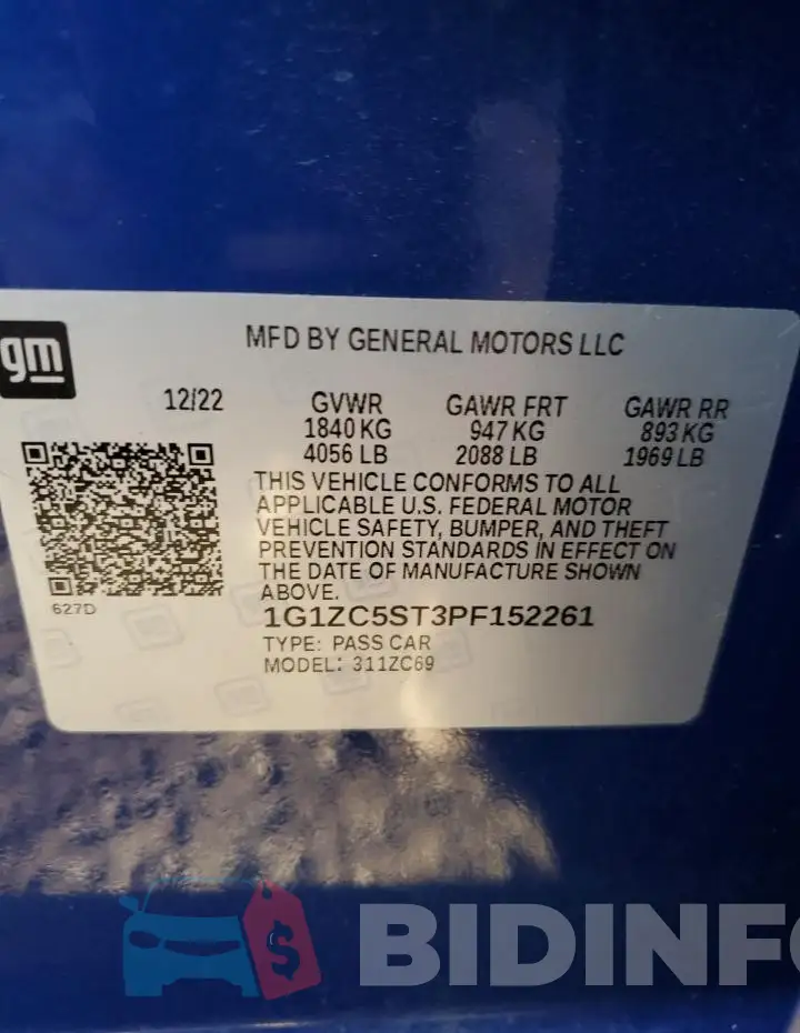 1G1ZC5ST3PF152261 Photo# 12