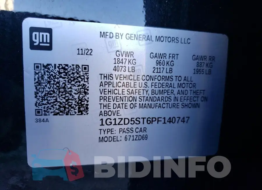 1G1ZD5ST6PF140747 Photo# 12