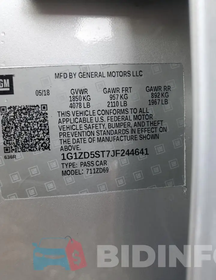 1G1ZD5ST7JF244641 Photo# 13