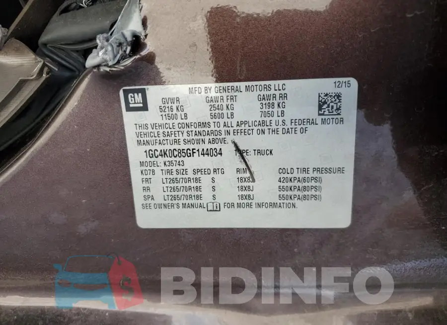 1GC4K0C85GF144034 Photo# 12