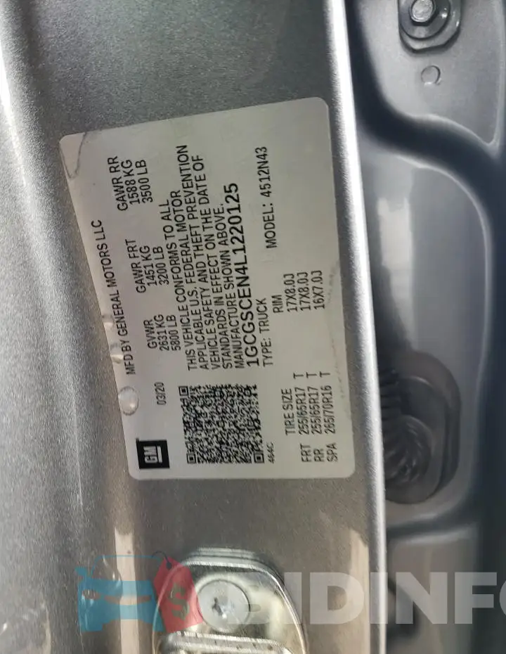 1GCGSCEN4L1220125 Photo# 12