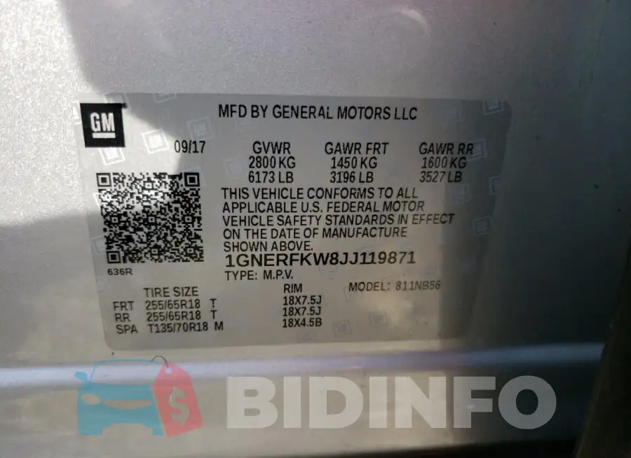 1GNERFKW8JJ119871 Photo# 13