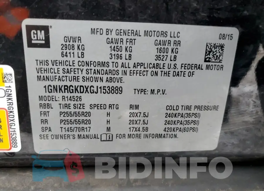 1GNKRGKDXGJ153889 Photo# 14
