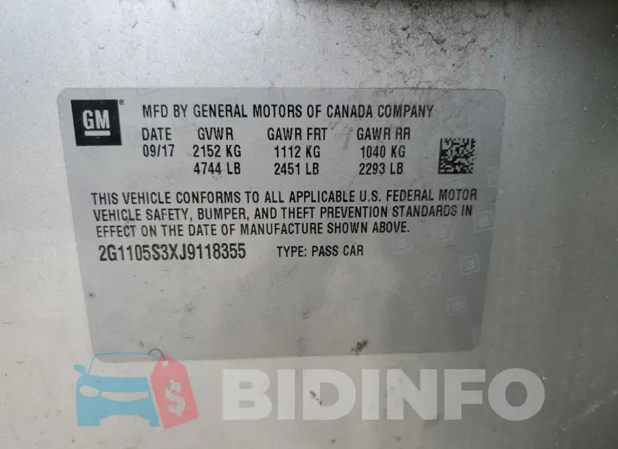 2G1105S3XJ9118355 Photo# 12