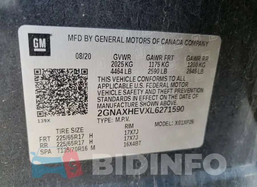 2GNAXHEVXL6271590 Photo# 12