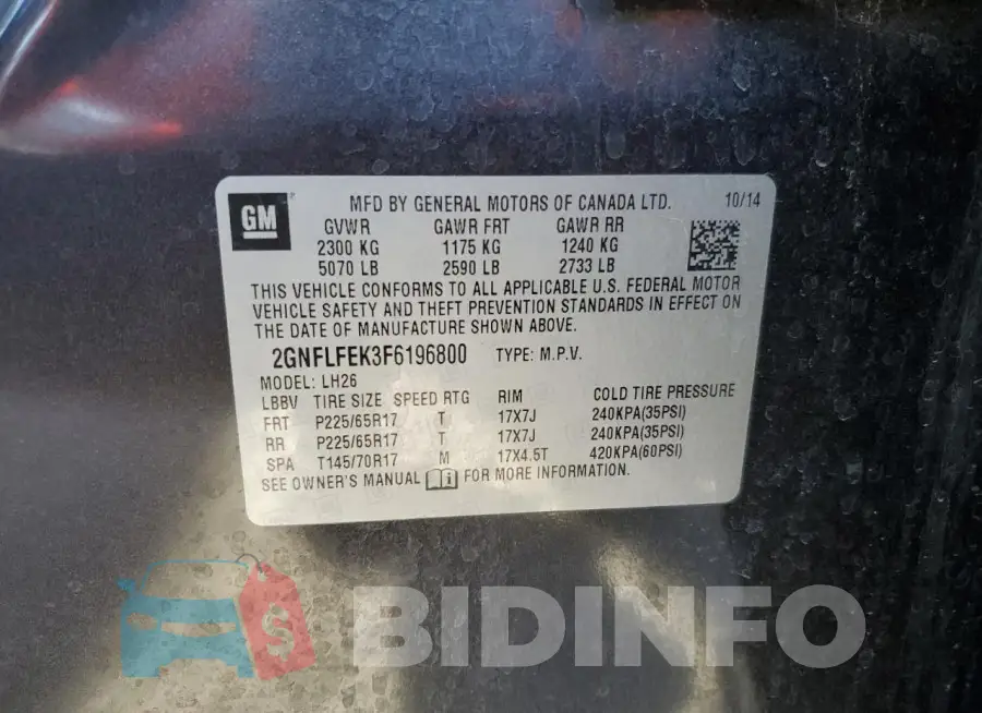 2GNFLFEK3F6196800 Photo# 12