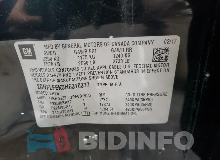 2GNFLFEK5H6310377 Photo# 12