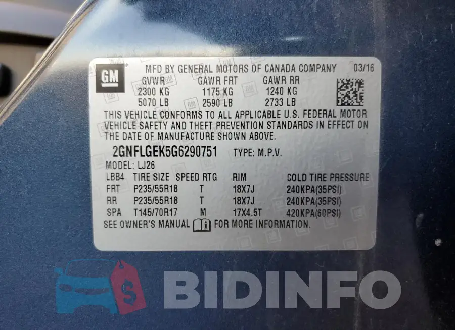 2GNFLGEK5G6290751 Photo# 13
