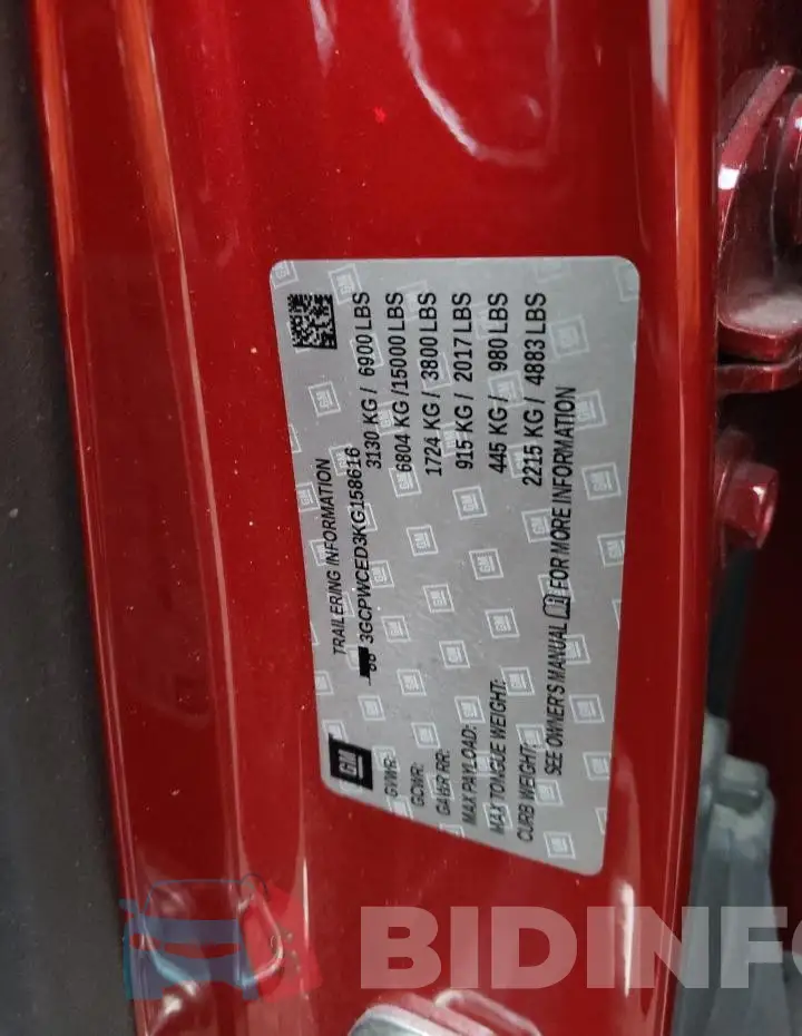 3GCPWCED3KG158616 Photo# 12