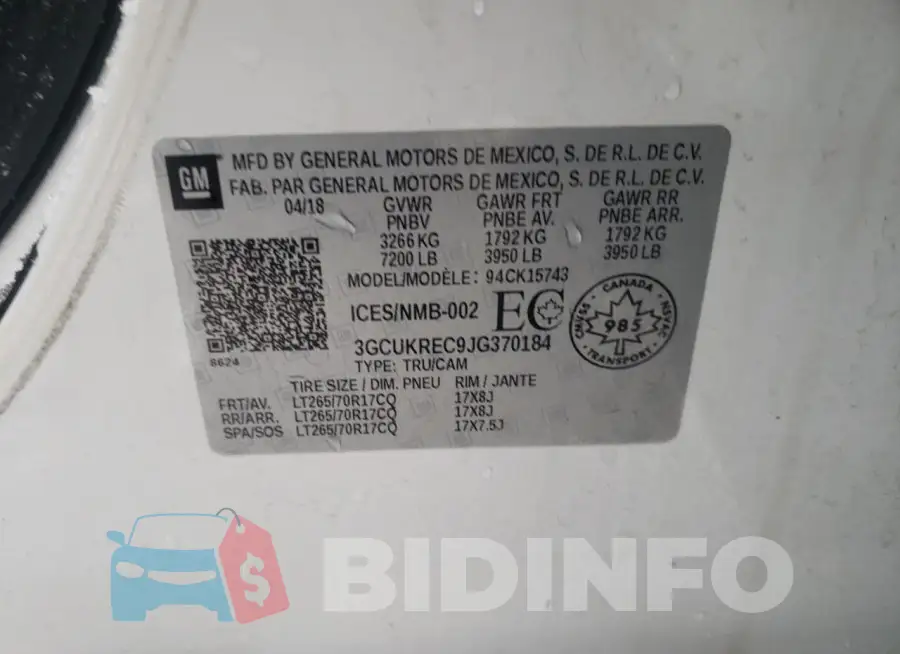 3GCUKREC9JG370184 Photo# 12