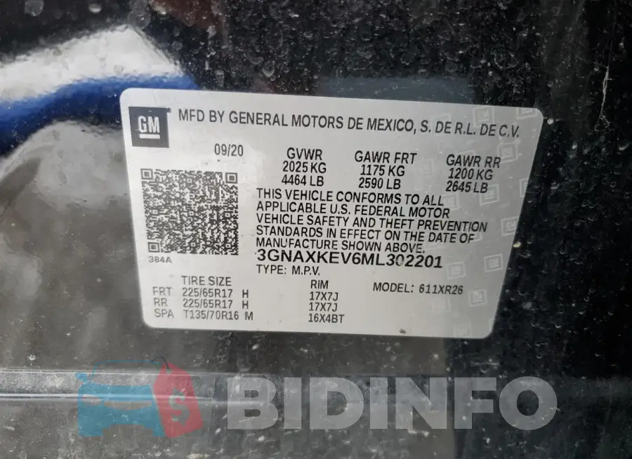 3GNAXKEV6ML302201 Photo# 12
