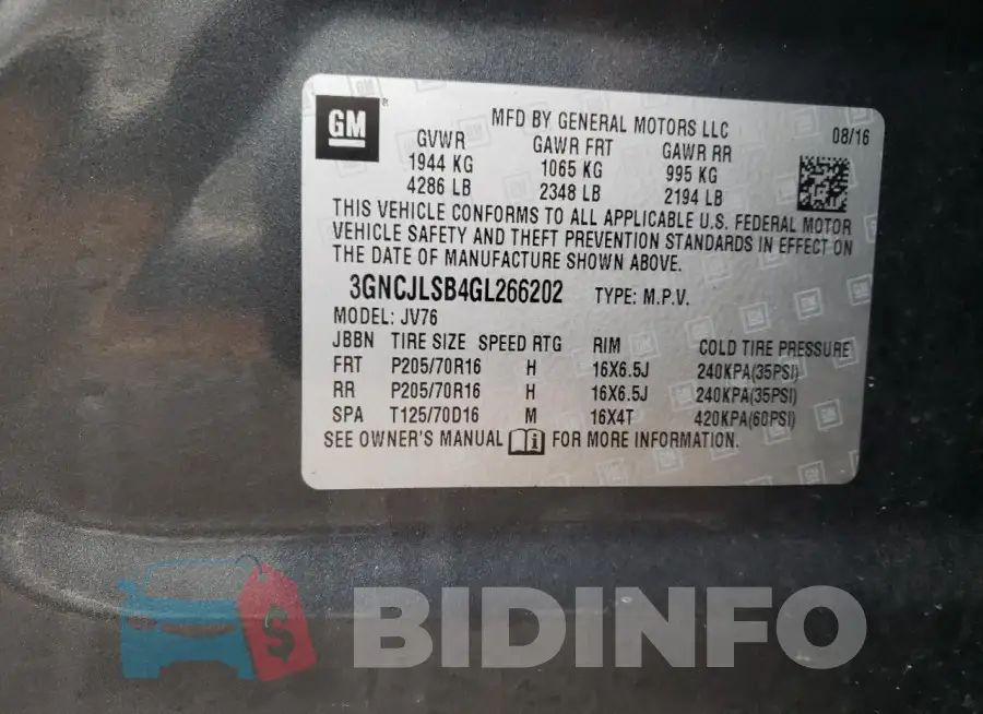 3GNCJLSB4GL266202 Photo# 12