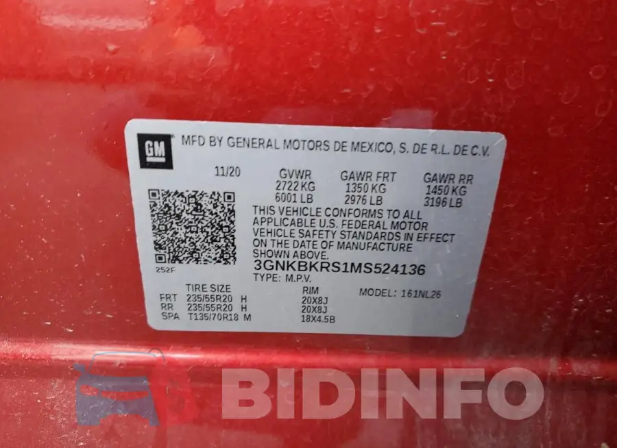3GNKBKRS1MS524136 Photo# 12