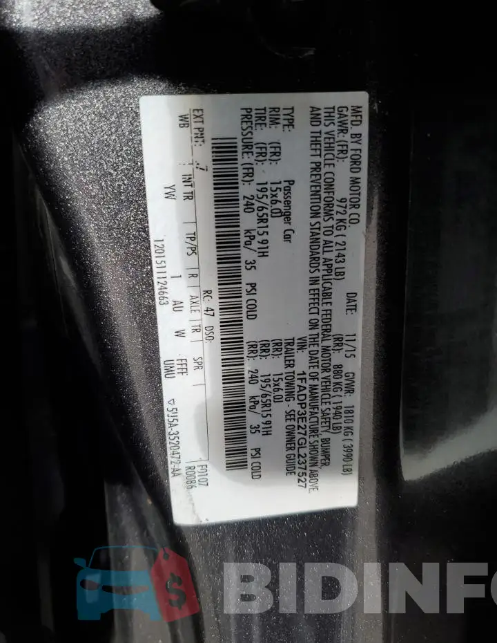 1FADP3E27GL237527 Photo# 12