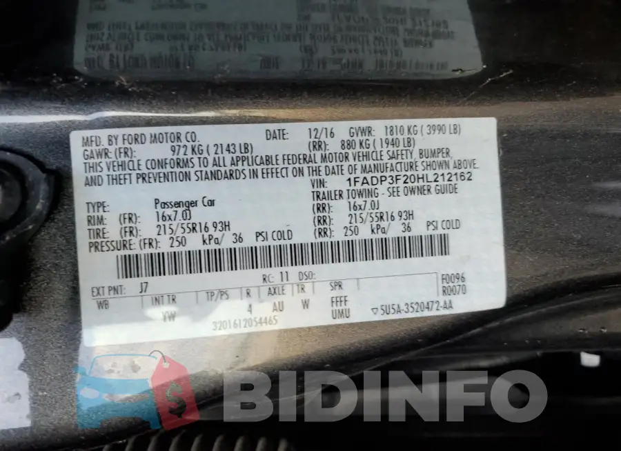 1FADP3F20HL212162 Photo# 12