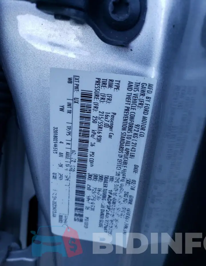 1FADP3F24JL272807 Photo# 12