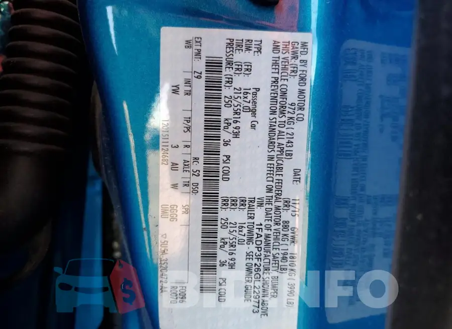 1FADP3F26GL229773 Photo# 12