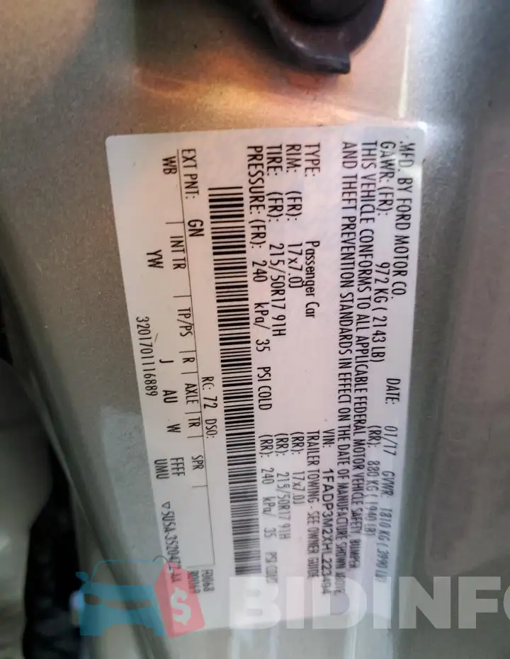 1FADP3M2XHL223494 Photo# 13