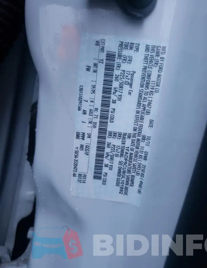 1FADP5CU8GL101892 Photo# 13