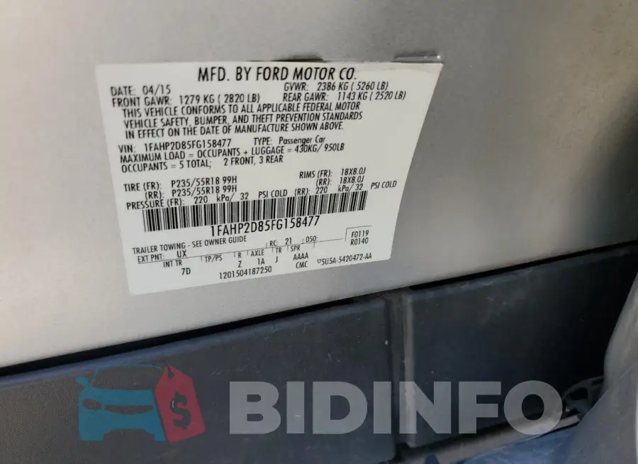 1FAHP2D85FG158477 Photo# 12