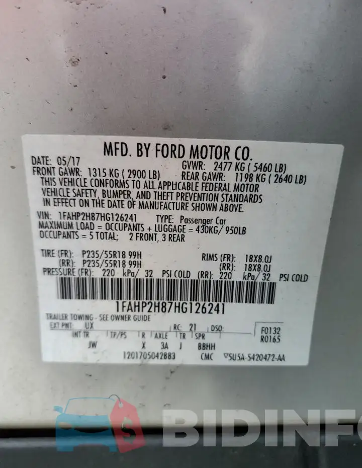 1FAHP2H87HG126241 Photo# 13