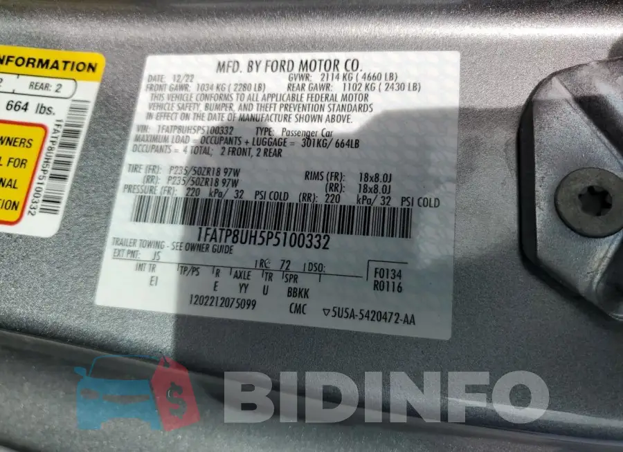 1FATP8UH5P5100332 Photo# 12