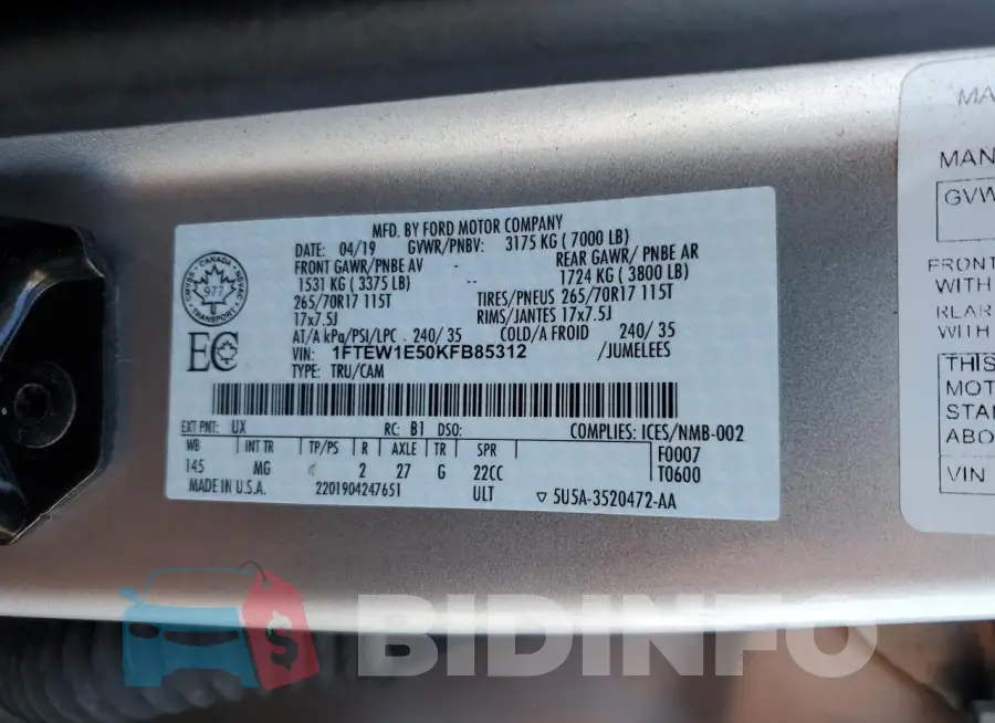 1FTEW1E50KFB85312 Photo# 12