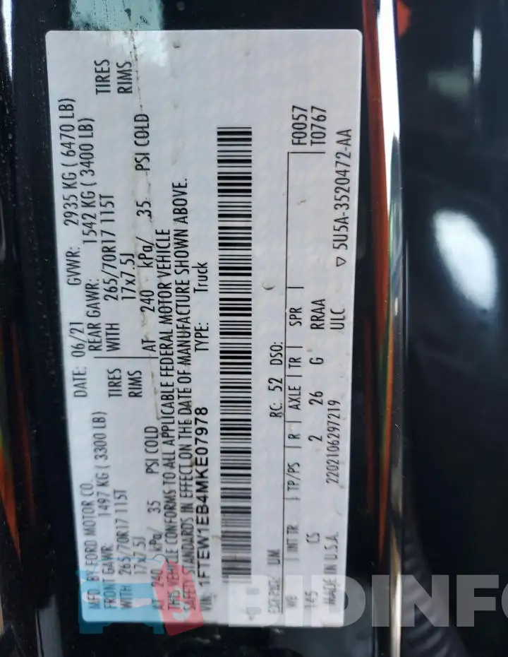 1FTEW1EB4MKE07978 Photo# 12