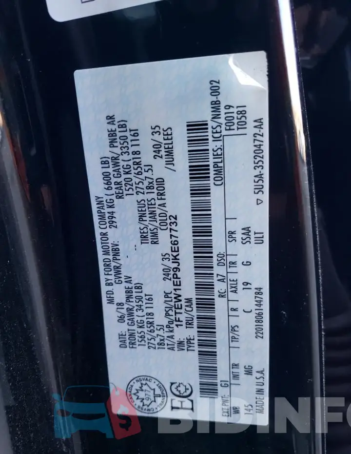 1FTEW1EP9JKE67732 Photo# 12