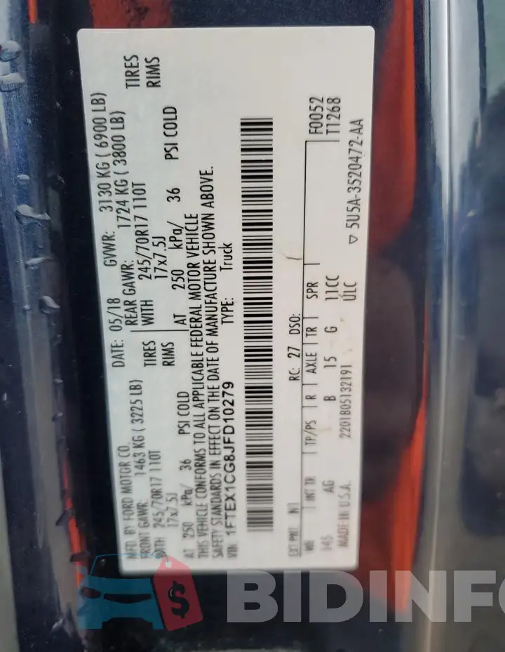 1FTEX1CG8JFD10279 Photo# 13
