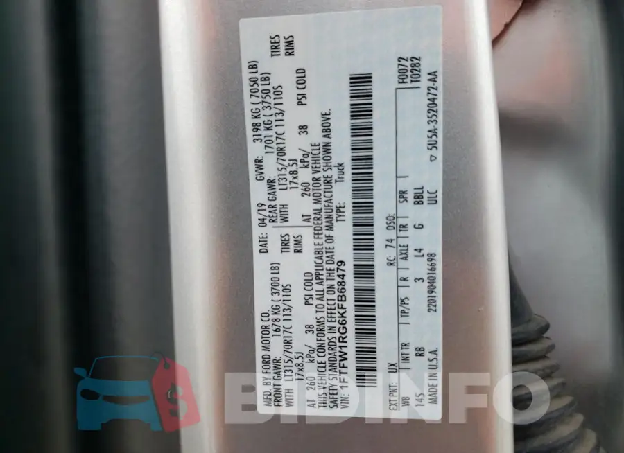 1FTFW1RG6KFB68479 Photo# 10