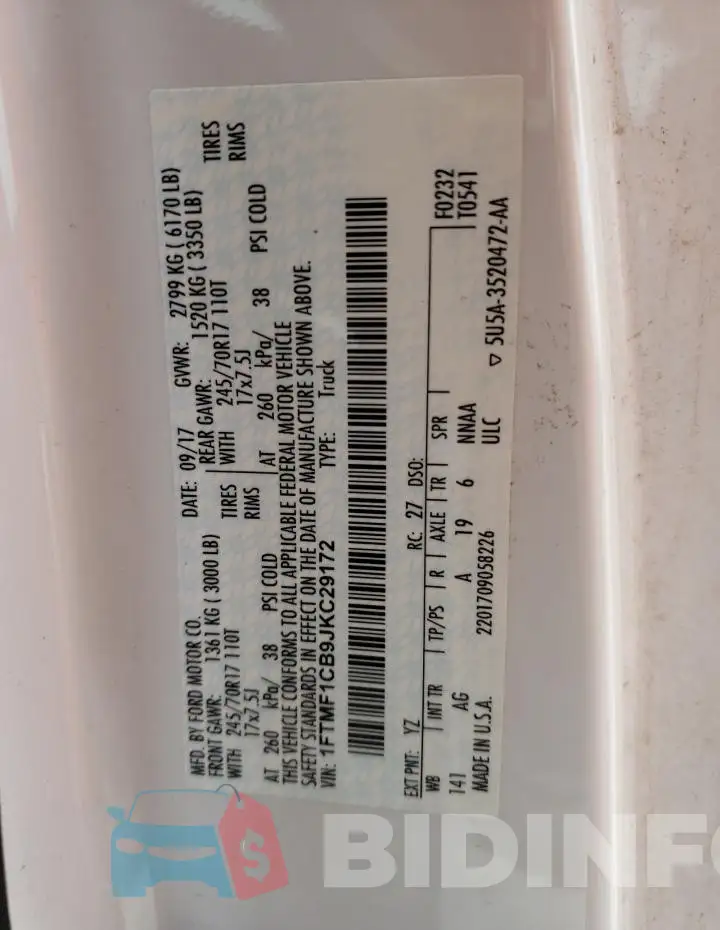 1FTMF1CB9JKC29172 Photo# 12