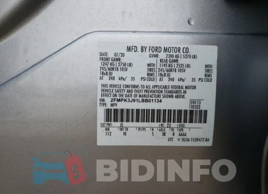 2FMPK3J91LBB01134 Photo# 13