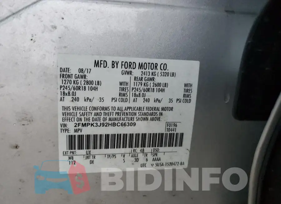 2FMPK3J92HBC66309 Photo# 13