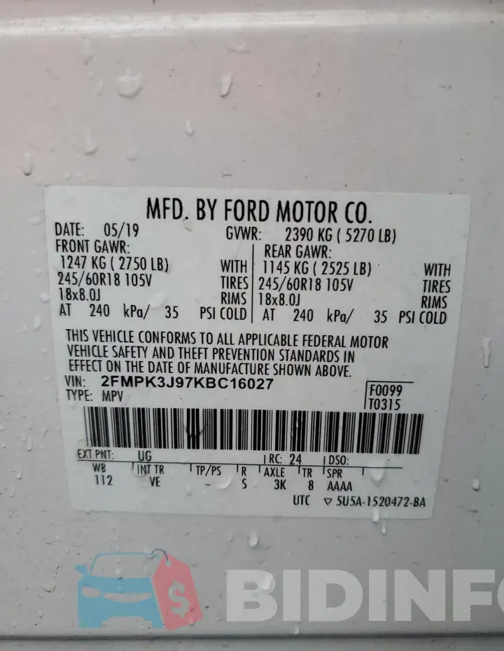 2FMPK3J97KBC16027 Photo# 12