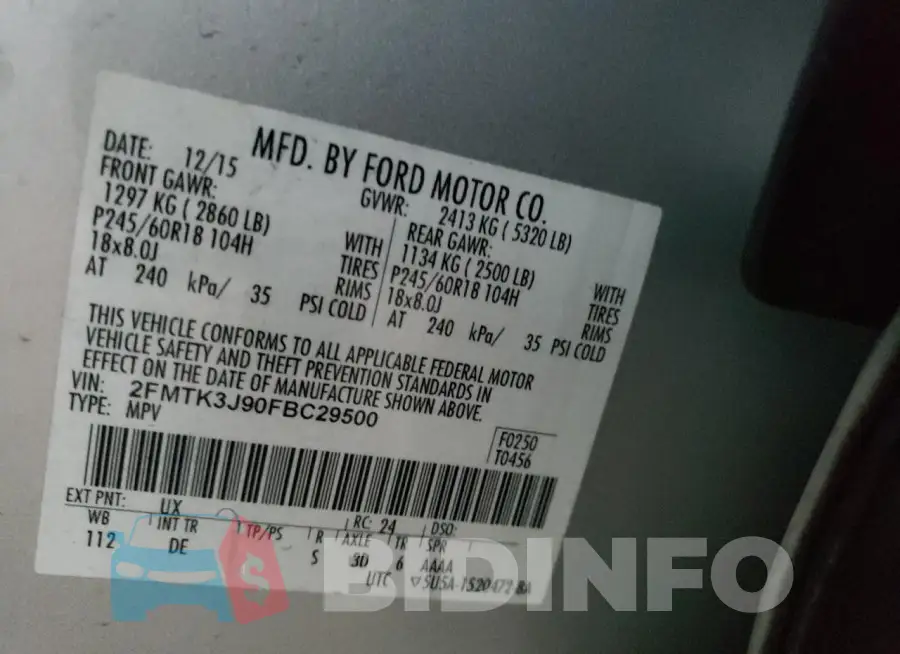 2FMTK3J90FBC29500 Photo# 14
