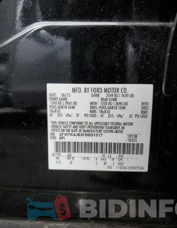 2FMTK4J83FBB51517 Photo# 12