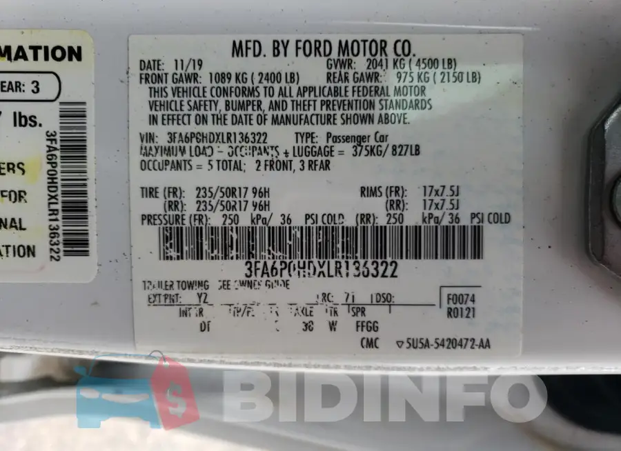 3FA6P0HDXLR136322 Photo# 12
