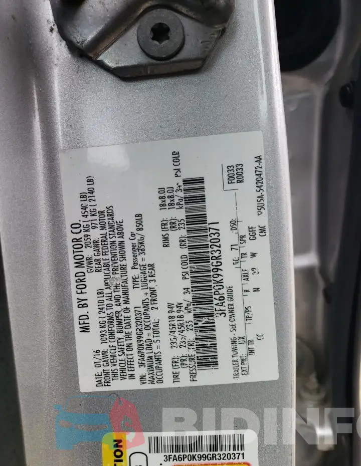 3FA6P0K99GR320371 Photo# 13