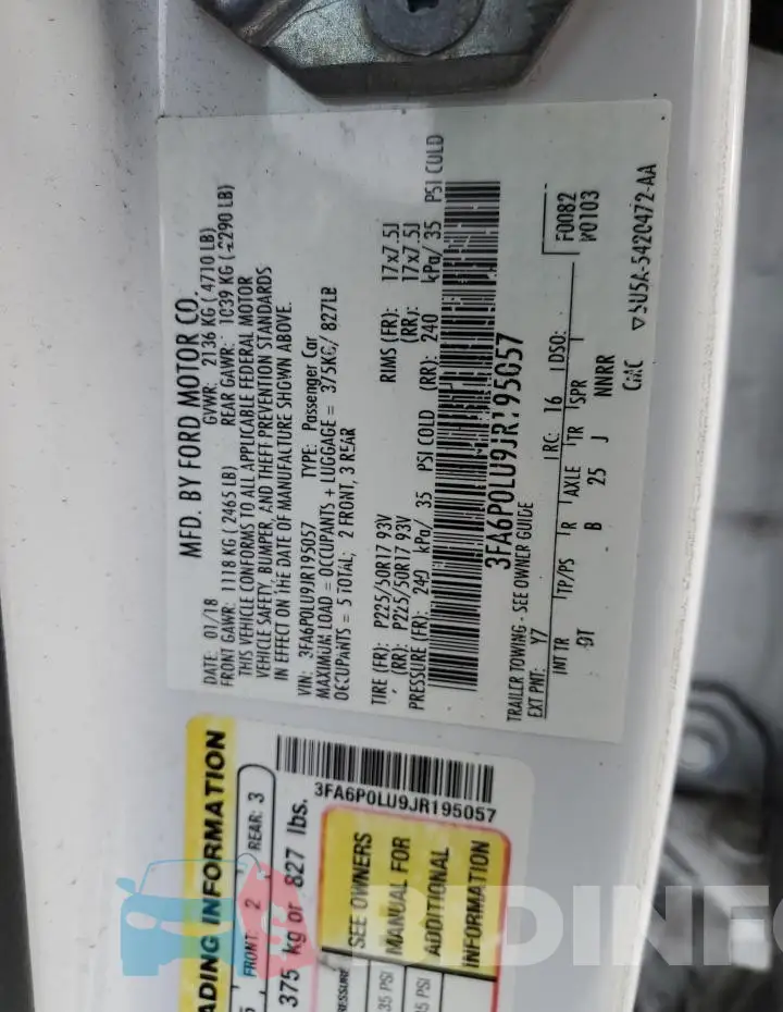 3FA6P0LU9JR195057 Photo# 12