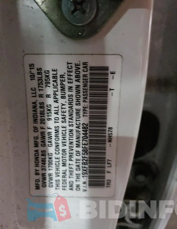 19XFB2F58FE704482 Photo# 12