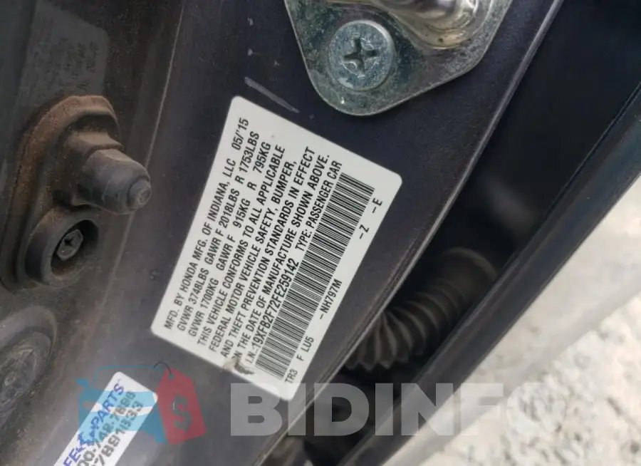 19XFB2F72FE259142 Photo# 12