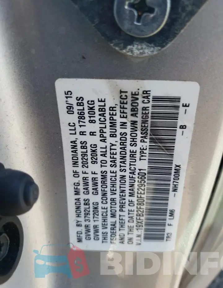 19XFB2F80FE295601 Photo# 12