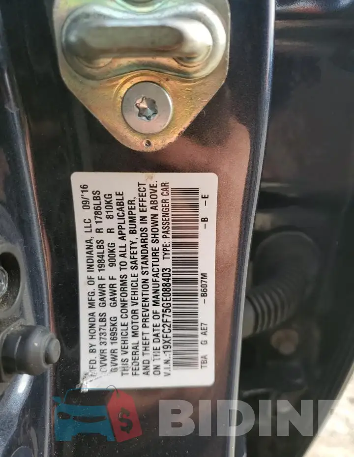 19XFC2F75GE088403 Photo# 13